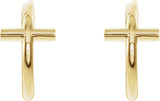 14K Gold Cross Hoop Earrings - Yellow Gold - view 2