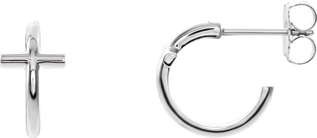 Platinum Cross Hoop Earrings