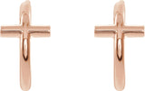 14K Gold Cross Hoop Earrings - Rose Gold - view 2