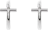 Platinum Cross Hoop Earrings - view 2