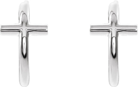 Platinum Cross Hoop Earrings - view 2