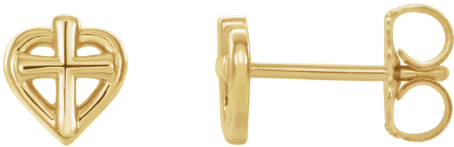 Platinum Youth Cross & Heart Earrings - view 3