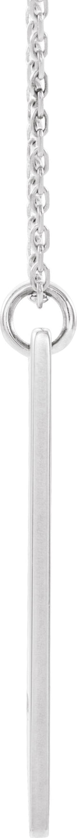 14K Gold Engravable Pierced Cross Bar Necklace or Pendant - White Gold - view 2
