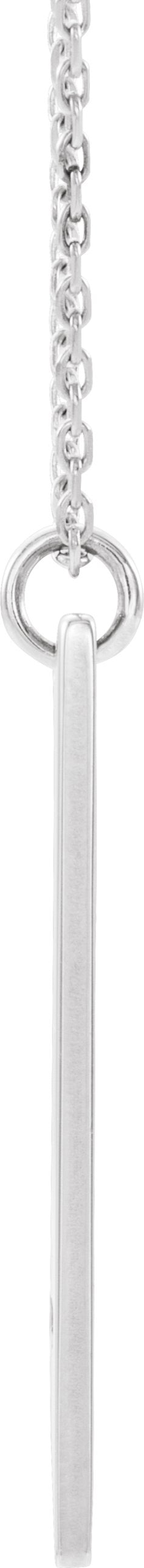 14K Gold Engravable Pierced Cross Bar Necklace or Pendant - White Gold - view 2