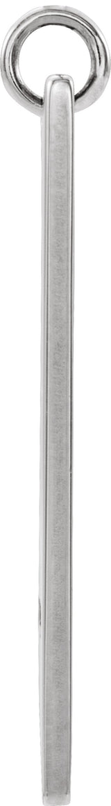 14K Gold Engravable Pierced Cross Bar Necklace or Pendant - White Gold - view 2