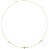 14K Gold Cross Station Necklace - Yellow Gold