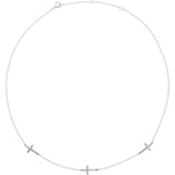 14K Gold Cross Station Necklace - White Gold