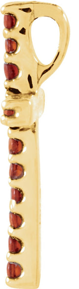 14K Gold Round Natural Mozambique Garnet Petite Cross Necklace or Pendant - Yellow Gold - view 6