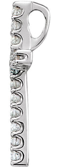 14K Gold Round Lab-Grown Diamond Petite Cross Necklace or Pendant - White Gold - view 8