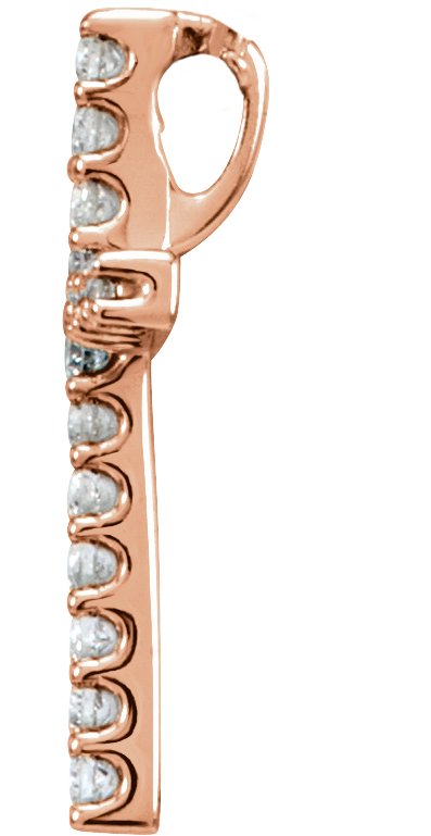 14K Gold Round Lab-Grown Diamond Petite Cross Necklace or Pendant - Rose Gold - view 8