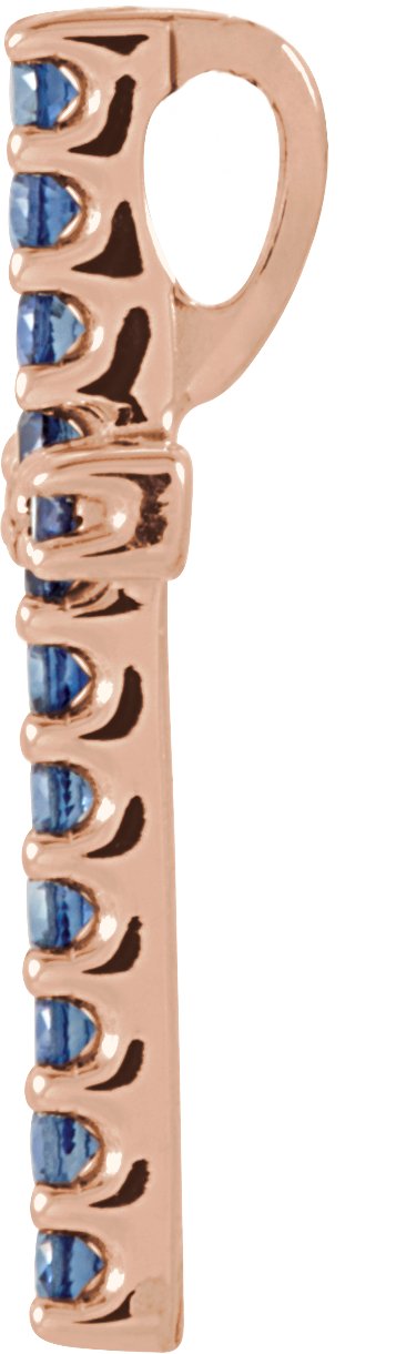 14K Gold Round Natural Blue Sapphire Petite Cross Necklace or Pendant - Rose Gold - view 6