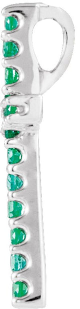 Platinum Round Natural Emerald Petite Cross Necklace or Pendant - view 6