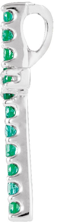 Platinum Round Natural Emerald Petite Cross Necklace or Pendant - view 6