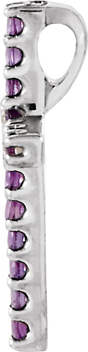 Platinum Round Natural Amethyst Petite Cross Necklace or Pendant - view 6