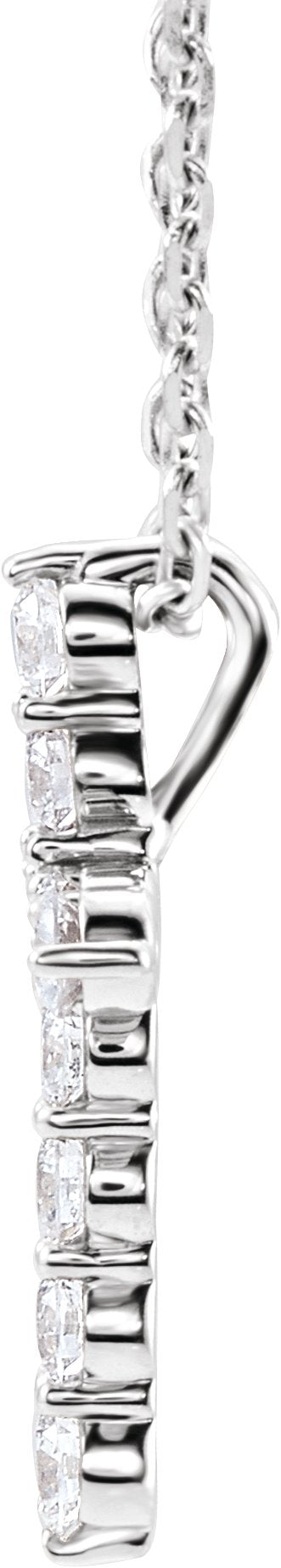 Platinum Round Natural Diamond Accented Cross Necklace or Pendant – up to 1/6 CTW - view 8