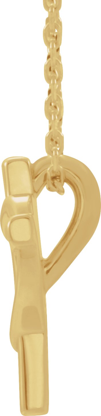 14K Gold Youth Cross with Heart Necklace or Pendant - Yellow Gold - view 2