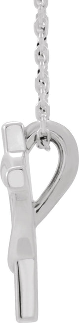 Platinum Youth Cross with Heart Necklace or Pendant - view 2