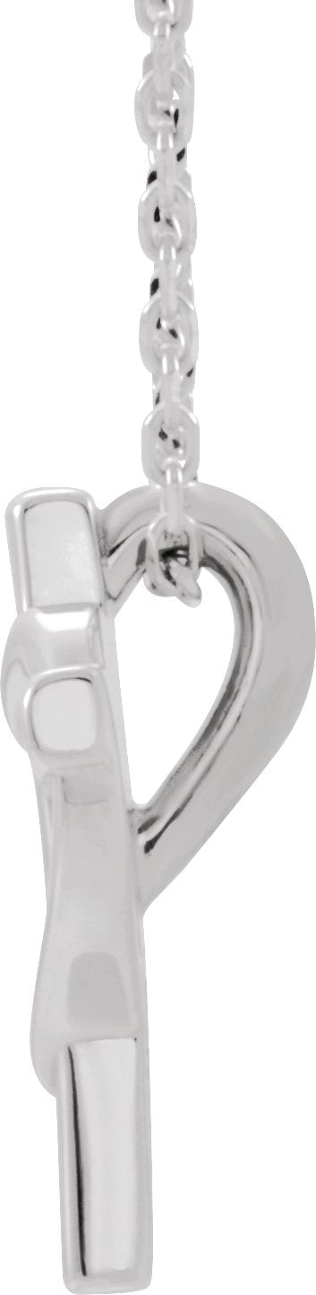 Platinum Youth Cross with Heart Necklace or Pendant - view 2