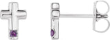 Platinum Round Natural Alexandrite Accented Cross Earrings - view 11
