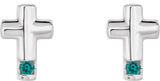 Platinum Round Natural Alexandrite Accented Cross Earrings - view 10