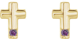 14K Gold Round Natural Alexandrite Accented Cross Earrings - Yellow Gold - view 6