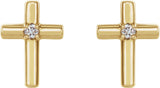 14K Gold Round Natural Diamond Solitaire Cross Earrings - Yellow Gold - view 4
