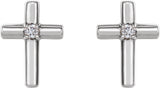 Platinum Round Natural Diamond Solitaire Cross Earrings - view 4