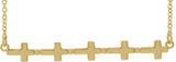 14K Gold Sideways Cross Bar Necklace - Yellow Gold