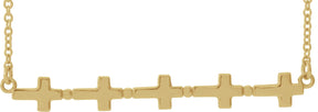 14K Gold Sideways Cross Bar Necklace - Yellow Gold