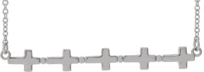 Platinum Sideways Cross Bar Necklace