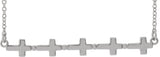 14K Gold Sideways Cross Bar Necklace - White Gold