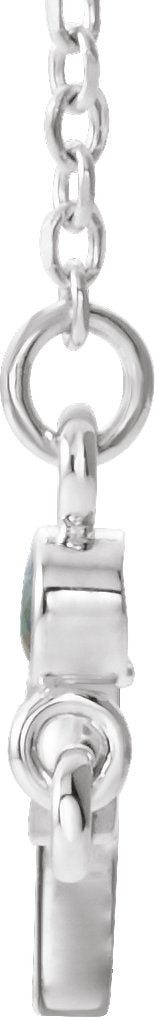 14K Gold Round Natural Alexandrite Accented Sideways Cross Necklace - White Gold - view 6