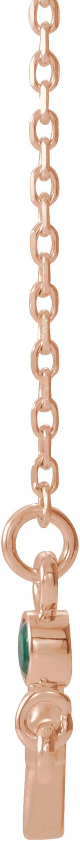 14K Gold Round Natural Emerald Accented Sideways Cross Necklace - Rose Gold - view 6