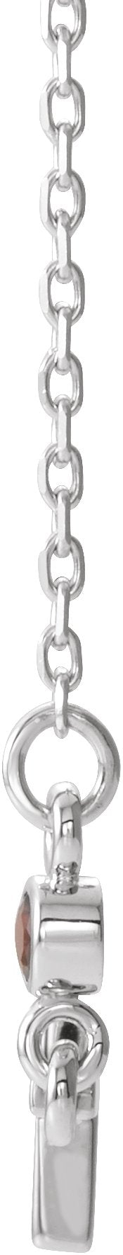 14K Gold Round Natural Mozambique Garnet Accented Sideways Cross Necklace - White Gold - view 6