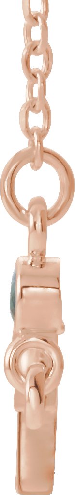 14K Gold Round Natural Alexandrite Accented Sideways Cross Necklace - Rose Gold - view 6