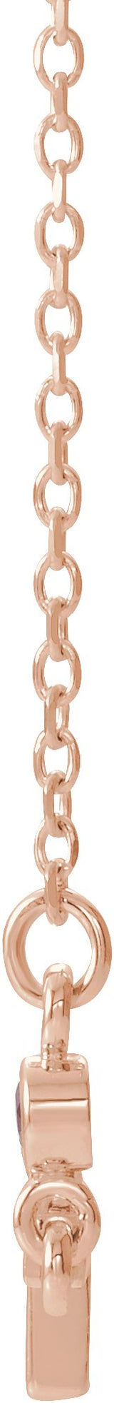 14K Gold Round Natural Ruby Accented Sideways Cross Necklace - Rose Gold - view 6