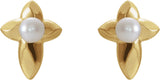 Platinum Cultured White Freshwater Pearl Pearl Cross Earrings - view 4