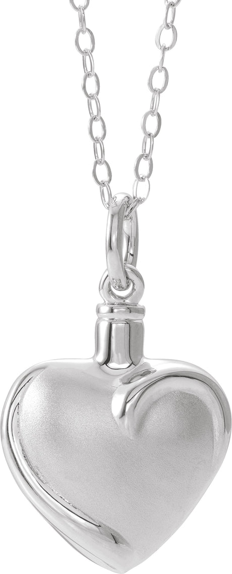 10K Gold Heart Ash Holder Necklace or Pendant - White Gold