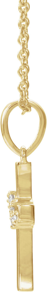 14K Gold Round Natural Diamond Cluster Cross Necklace or Pendant - Yellow Gold - view 4
