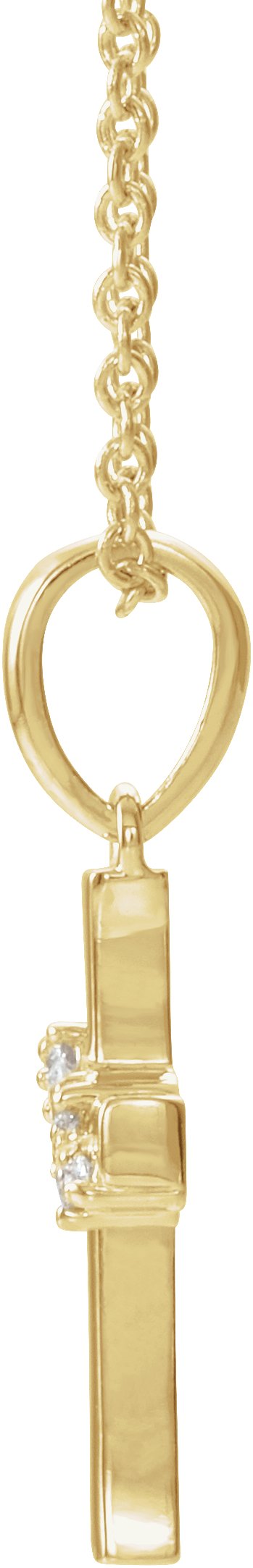 14K Gold Round Natural Diamond Cluster Cross Necklace or Pendant - Yellow Gold - view 4