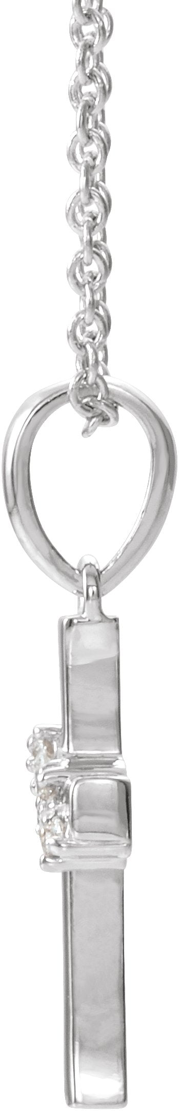 Platinum Round Natural Diamond Cluster Cross Necklace or Pendant - view 4