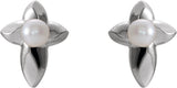 Platinum Cultured White Freshwater Pearl Pearl Cross Earrings - view 2