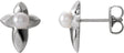 14K Gold Cultured White Freshwater Pearl Pearl Cross Earrings - White Gold