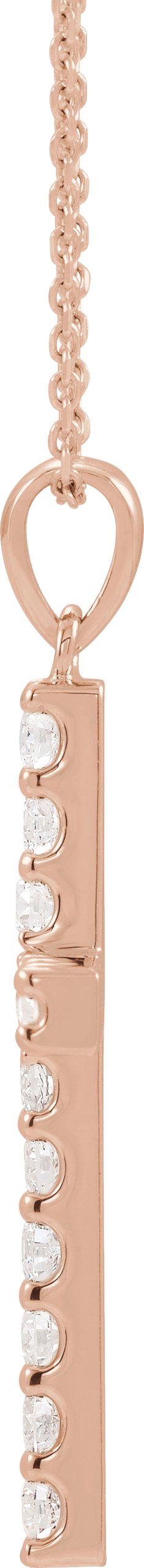 14K Gold Round Natural Diamond Accented Cross Necklace or Pendant - Rose Gold - view 8