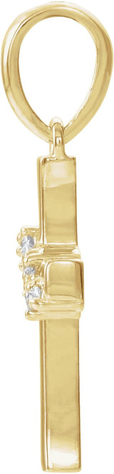 14K Gold Round Natural Diamond Cluster Cross Necklace or Pendant - Yellow Gold - view 4
