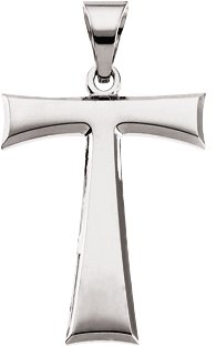 14K Gold Tau Cross Pendant - White Gold