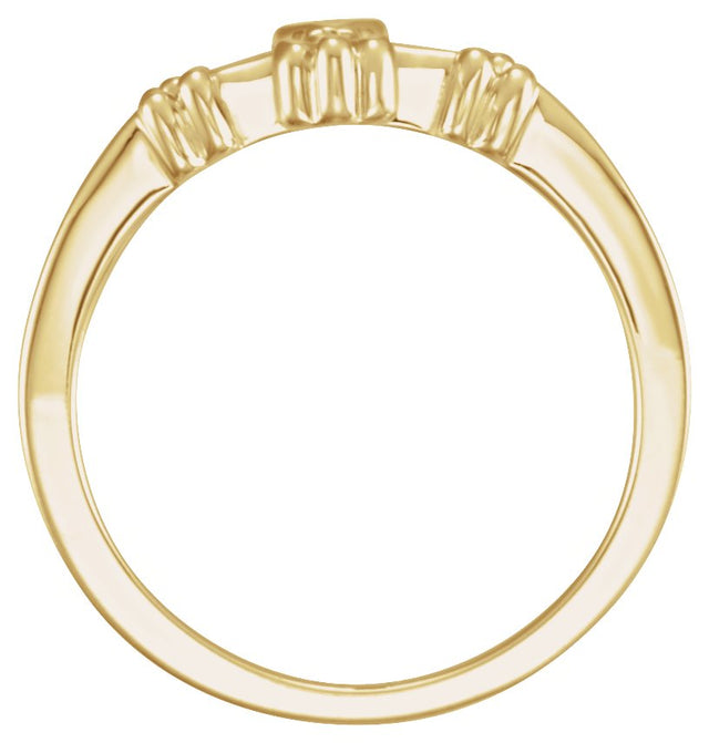 14K Gold Round Natural Diamond Cross Ring – 1mm Stones - Yellow Gold - view 4