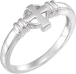 14K Gold Cross Chastity Ring - White Gold