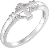 14K Gold Cross Chastity Ring - White Gold