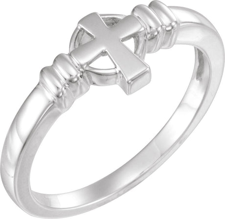 14K Gold Cross Chastity Ring - White Gold